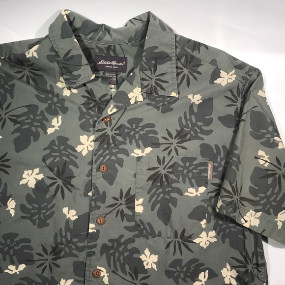 Eddie Bauer Hawaiian aloha flower button up shirt - Picture 6 of 8